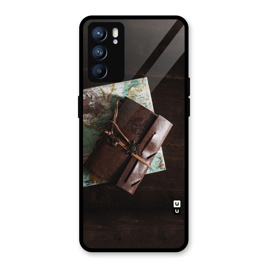 Map Journal Glass Back Case for Oppo Reno6 5G
