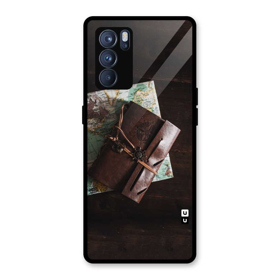 Map Journal Glass Back Case for Oppo Reno6 Pro 5G