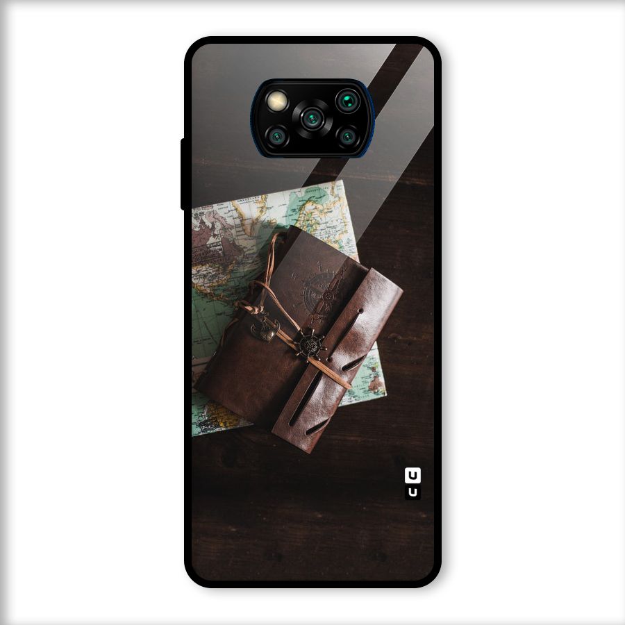 Map Journal Glass Back Case for Poco X3