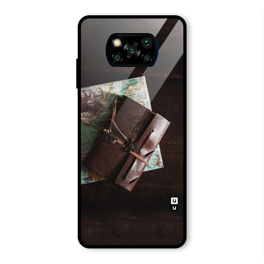 Map Journal Glass Back Case for Poco X3 Pro