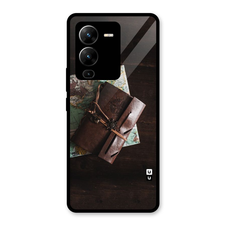 Map Journal Glass Back Case for Vivo V25 Pro
