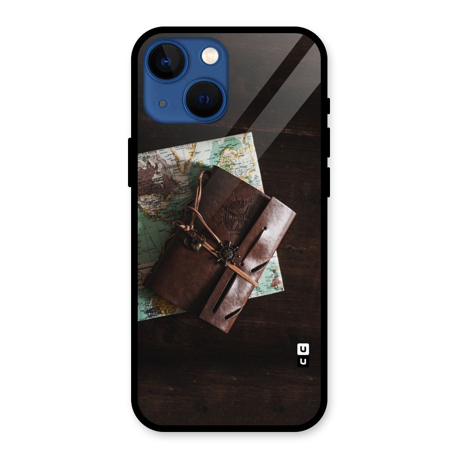 Map Journal Glass Back Case for iPhone 13 Mini