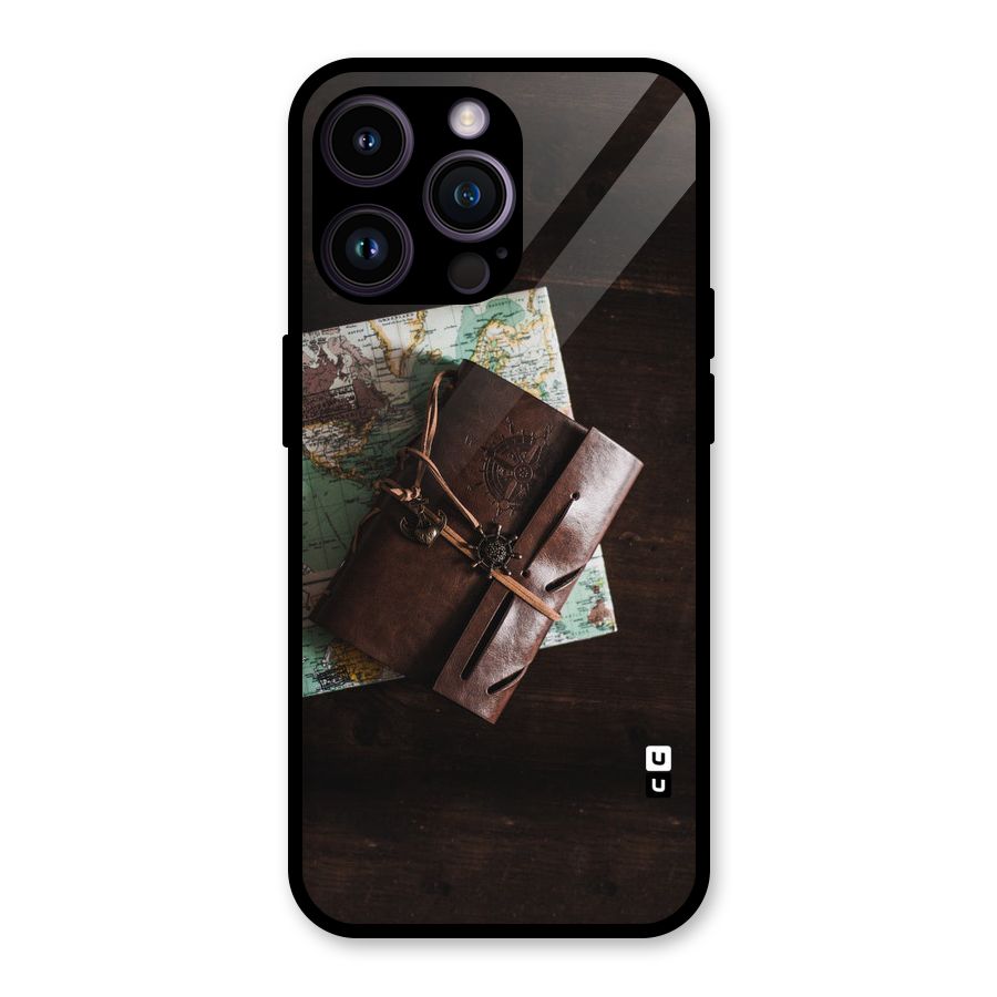 Map Journal Glass Back Case for iPhone 14 Pro Max