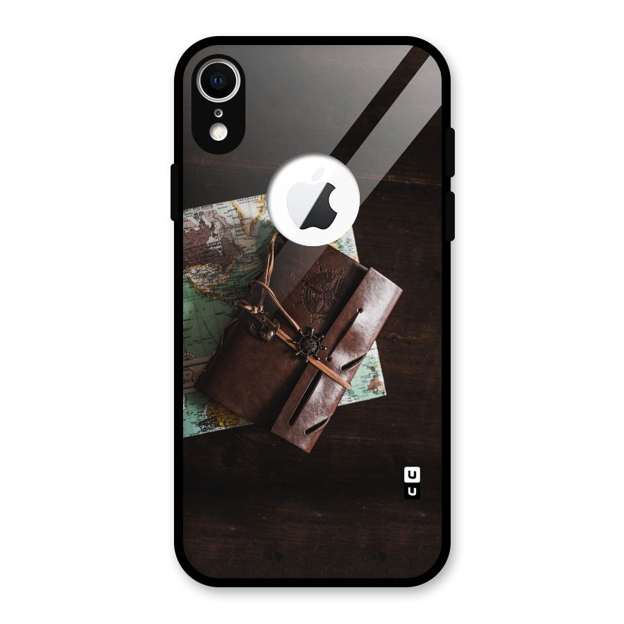 Map Journal Glass Back Case for iPhone XR Logo Cut