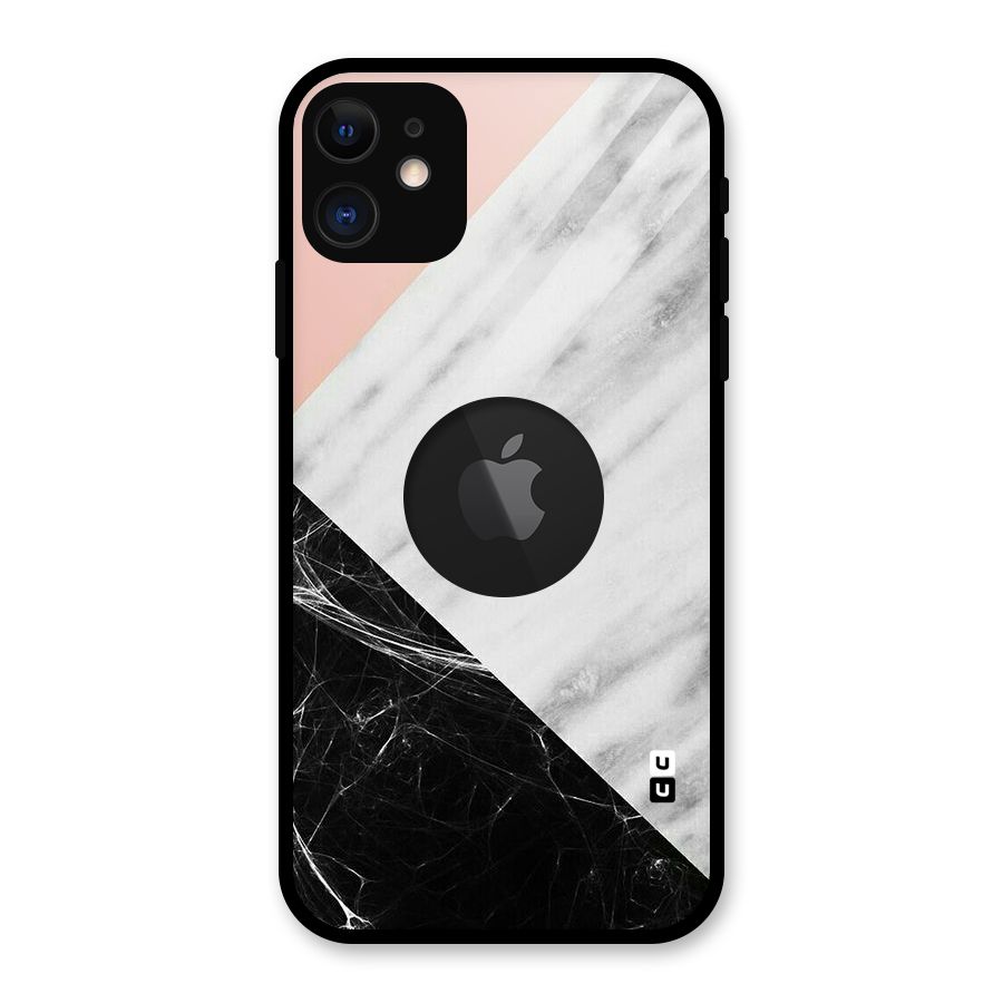 Marble Cuts Glass Back Case for iPhone 11 Logo Cut