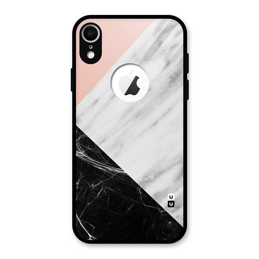 Marble Cuts Glass Back Case for iPhone XR Logo Cut
