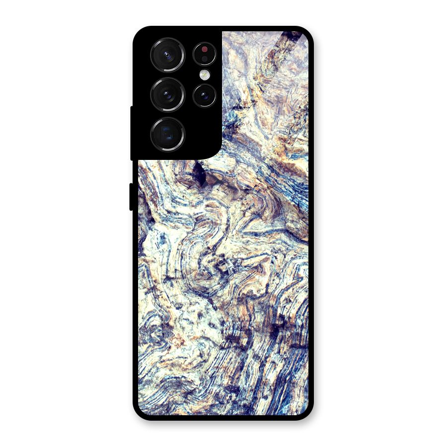 Marble Pattern Glass Back Case for Galaxy S21 Ultra 5G
