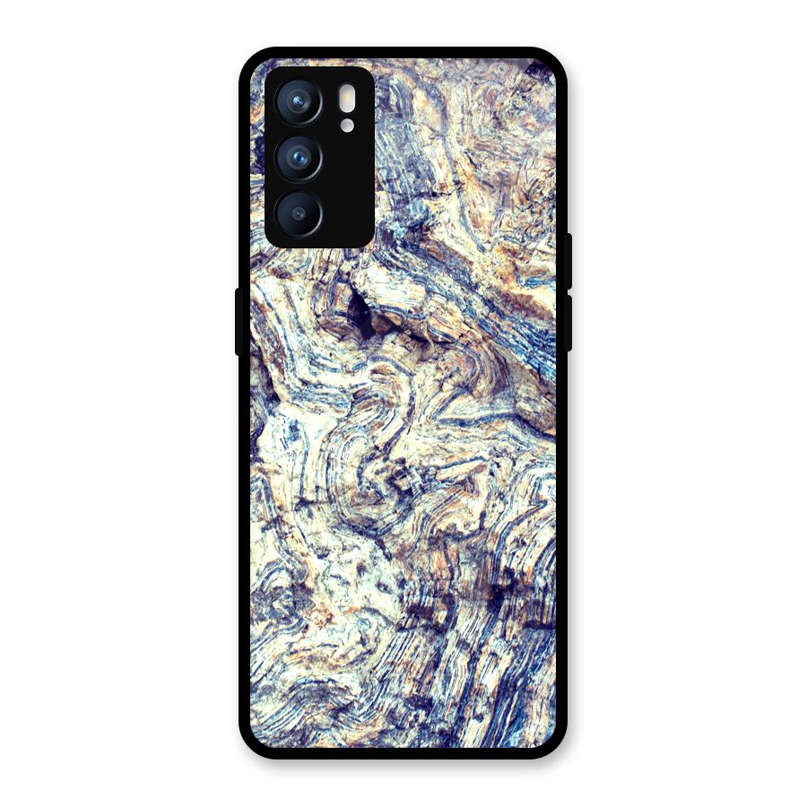 Marble Pattern Glass Back Case for Oppo Reno6 5G