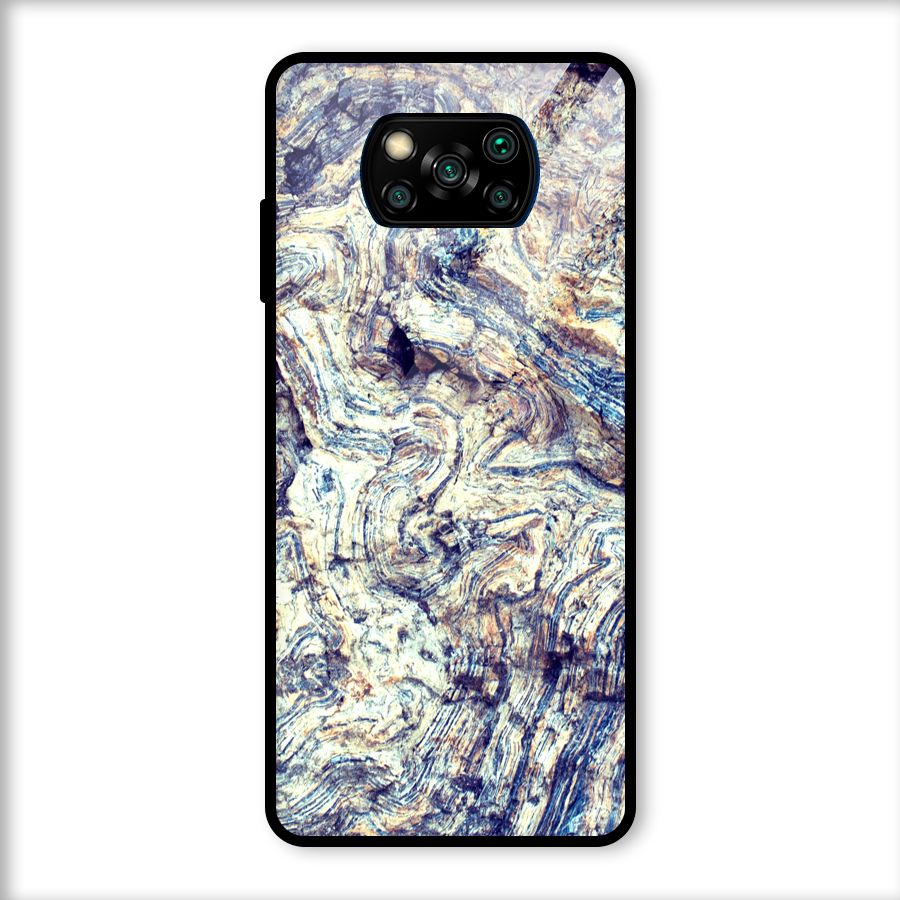 Marble Pattern Glass Back Case for Poco X3
