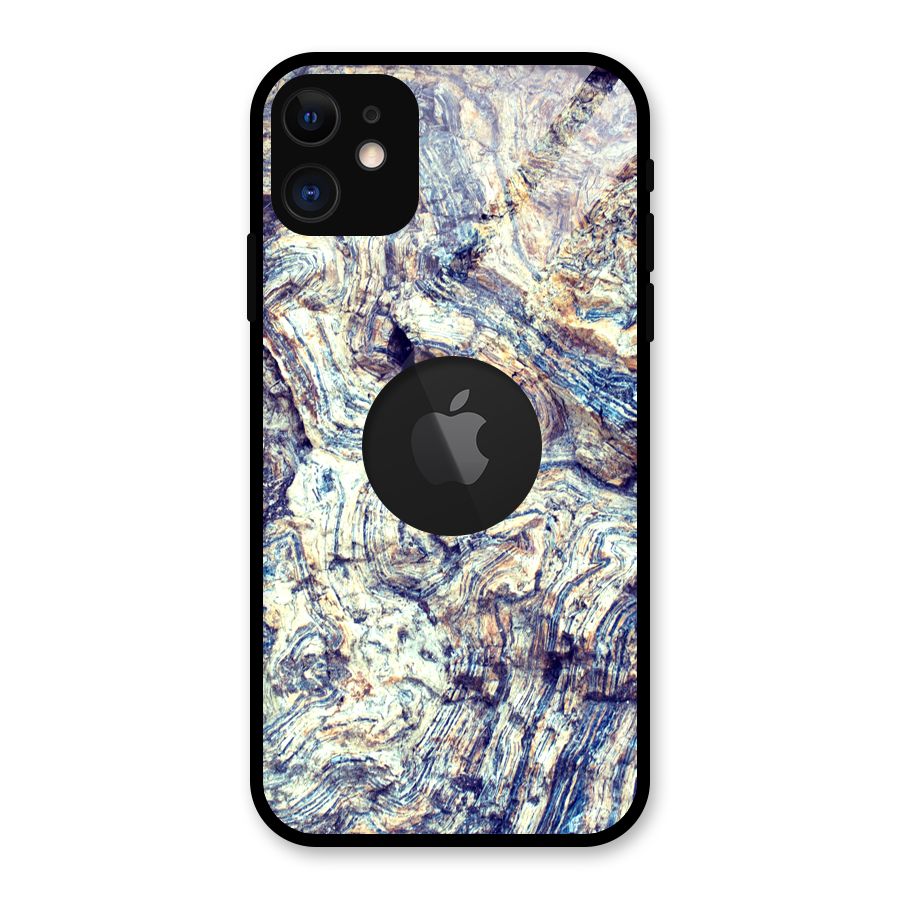Marble Pattern Glass Back Case for iPhone 11 Logo Cut