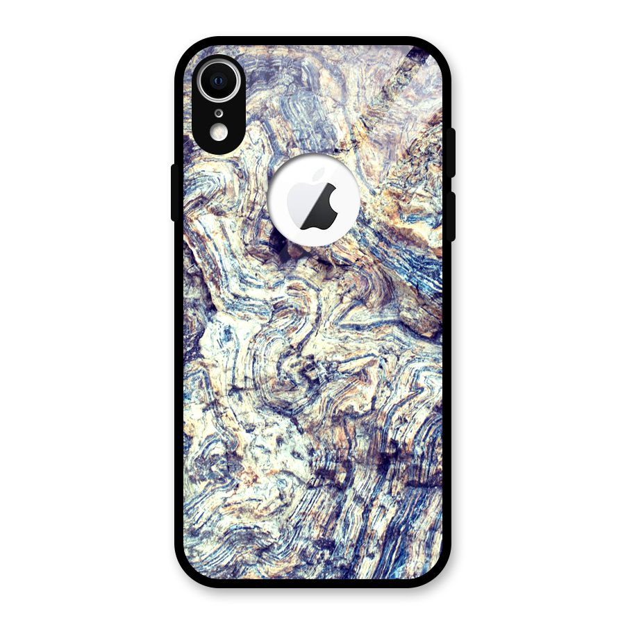 Marble Pattern Glass Back Case for iPhone XR Logo Cut