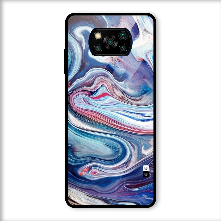 Marble Style Printed Glass Back Case for Poco X3
