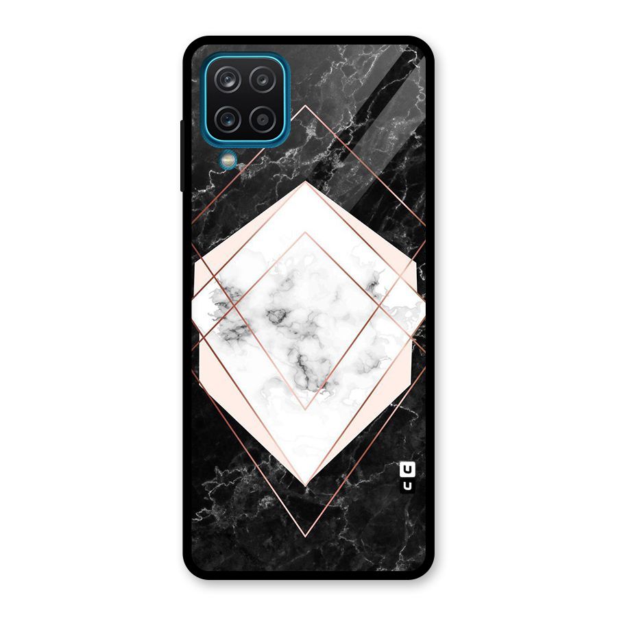 Marble Texture Print Glass Back Case for Galaxy A12