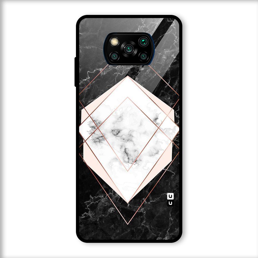 Marble Texture Print Glass Back Case for Poco X3