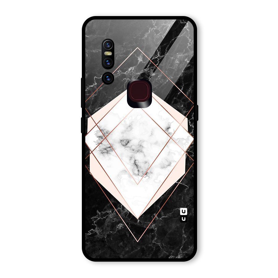 Marble Texture Print Glass Back Case for Vivo V15