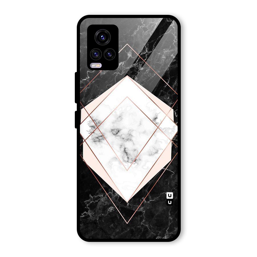 Marble Texture Print Glass Back Case for Vivo V20
