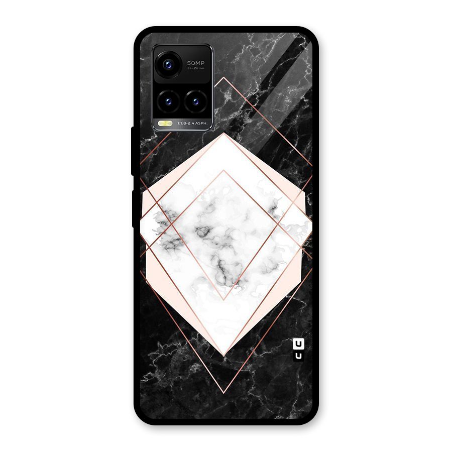 Marble Texture Print Glass Back Case for Vivo Y21A