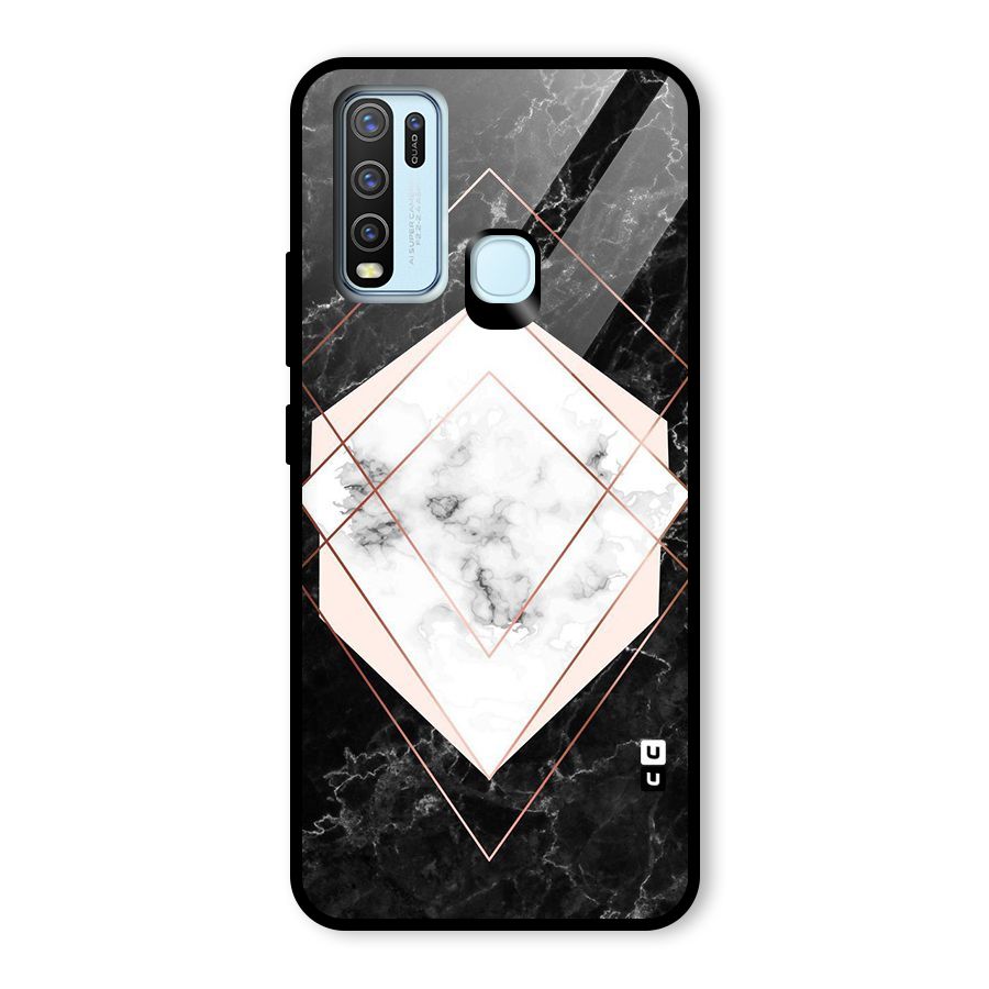 Marble Texture Print Glass Back Case for Vivo Y30