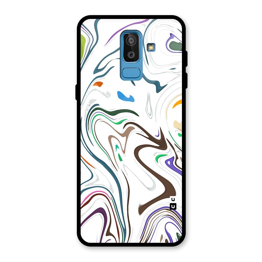 Marbled Printed Art Glass Back Case for Galaxy J8