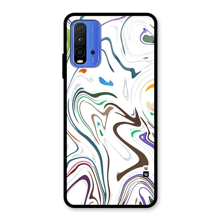Marbled Printed Art Glass Back Case for Redmi 9 Power