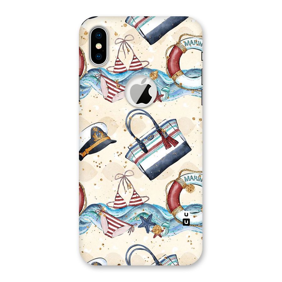 Marine Bag Design Back Case for iPhone XS Logo Cut