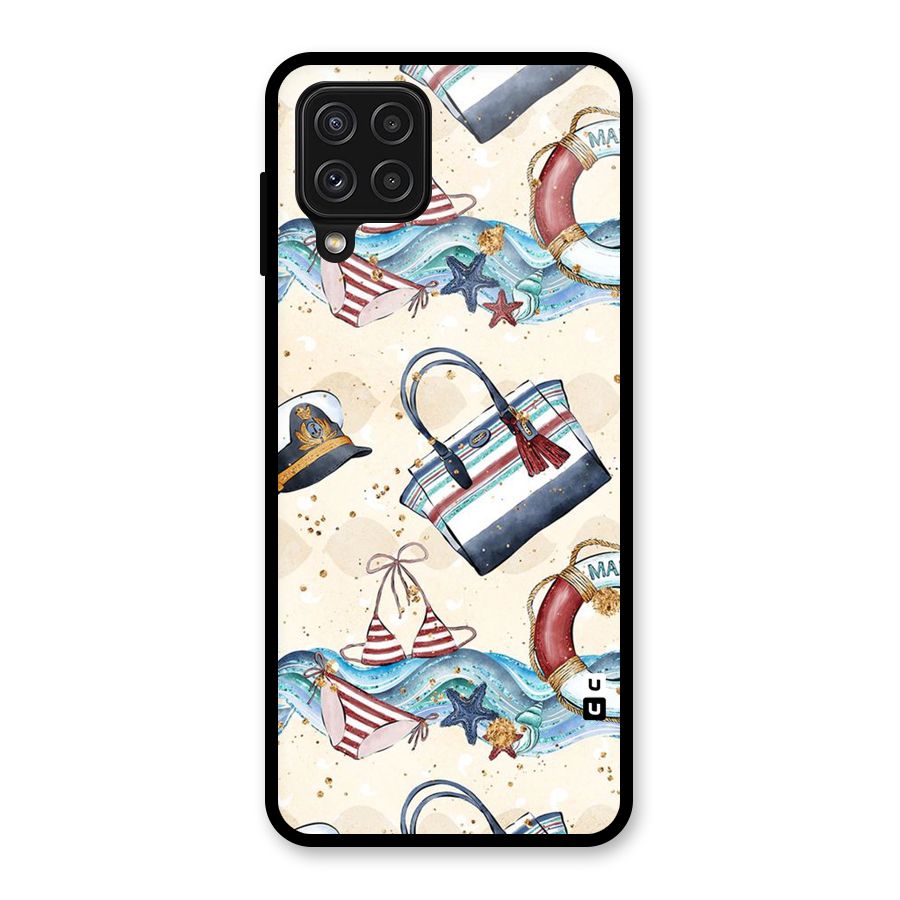 Marine Bag Design Glass Back Case for Galaxy A22 4G