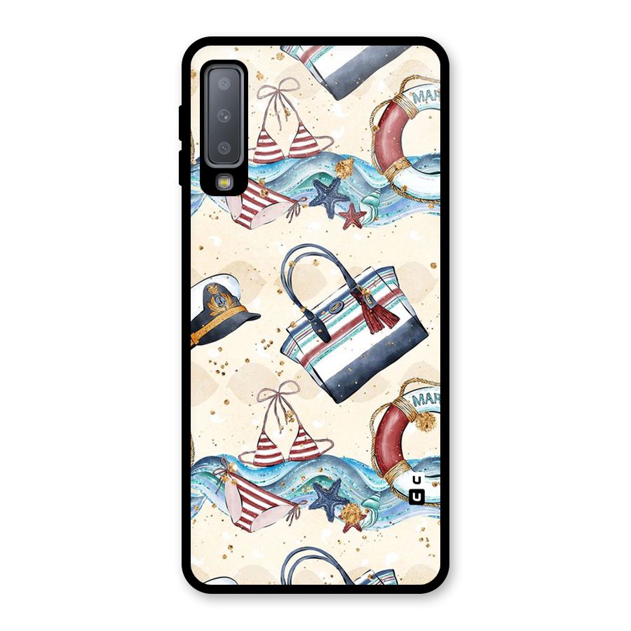 Marine Bag Design Glass Back Case for Galaxy A7 (2018)