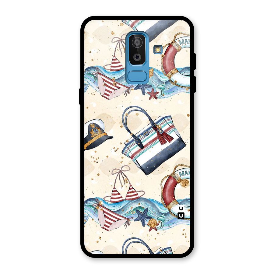 Marine Bag Design Glass Back Case for Galaxy J8