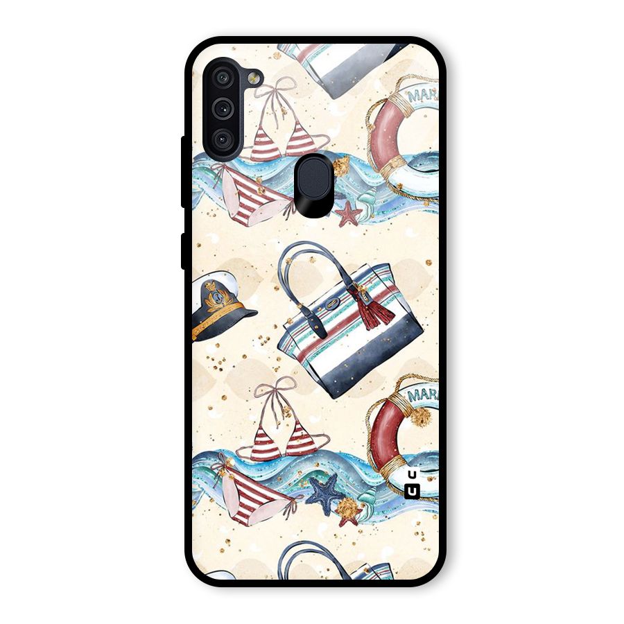 Marine Bag Design Glass Back Case for Galaxy M11