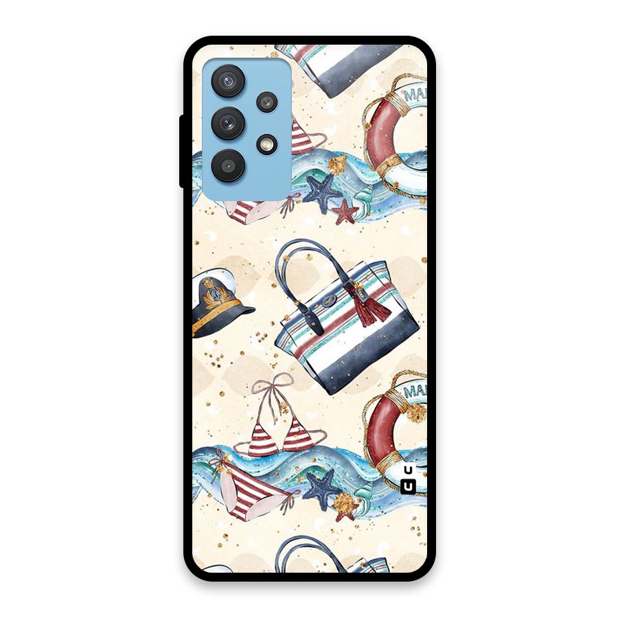 Marine Bag Design Glass Back Case for Galaxy M32 5G