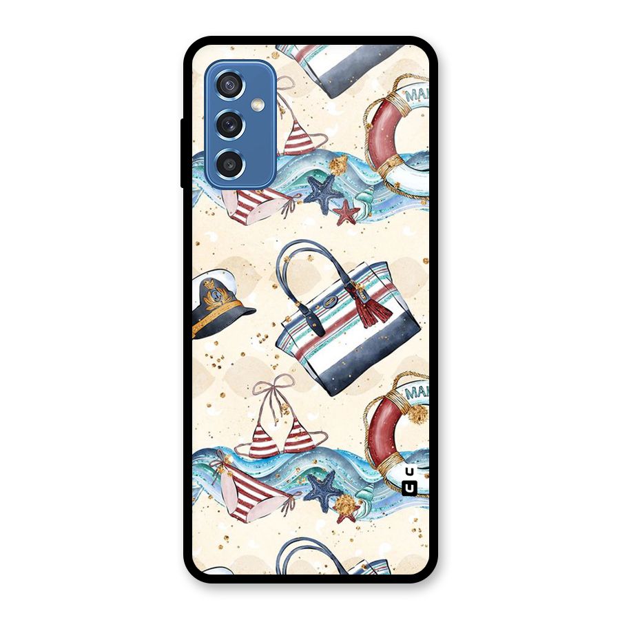 Marine Bag Design Glass Back Case for Galaxy M52 5G