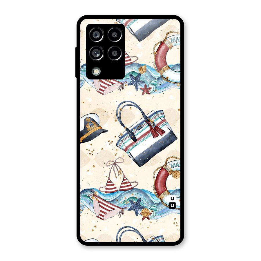 Marine Bag Design Glass Back Case for Galaxy M53 5G