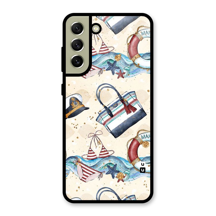 Marine Bag Design Glass Back Case for Galaxy S21 FE 5G