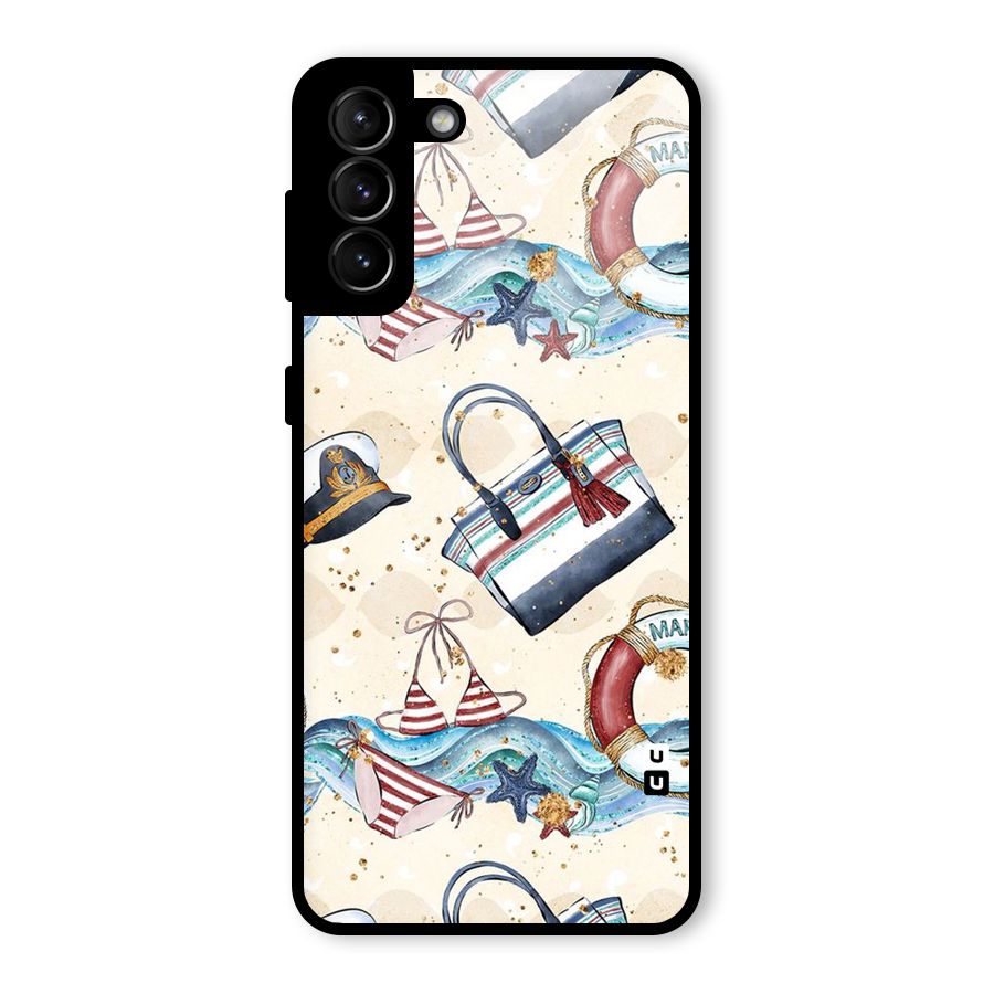 Marine Bag Design Glass Back Case for Galaxy S21 Plus