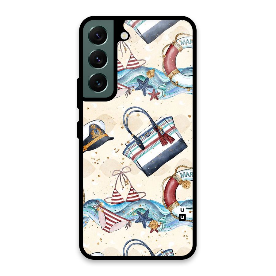 Marine Bag Design Glass Back Case for Galaxy S22 5G