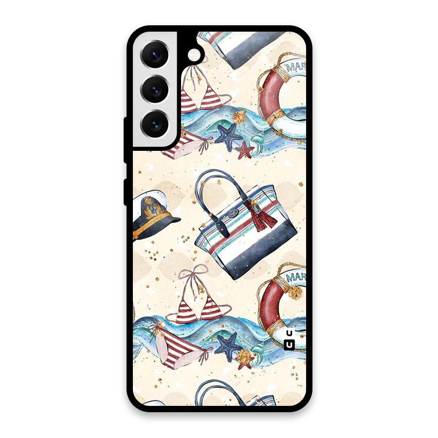Marine Bag Design Glass Back Case for Galaxy S22 Plus 5G