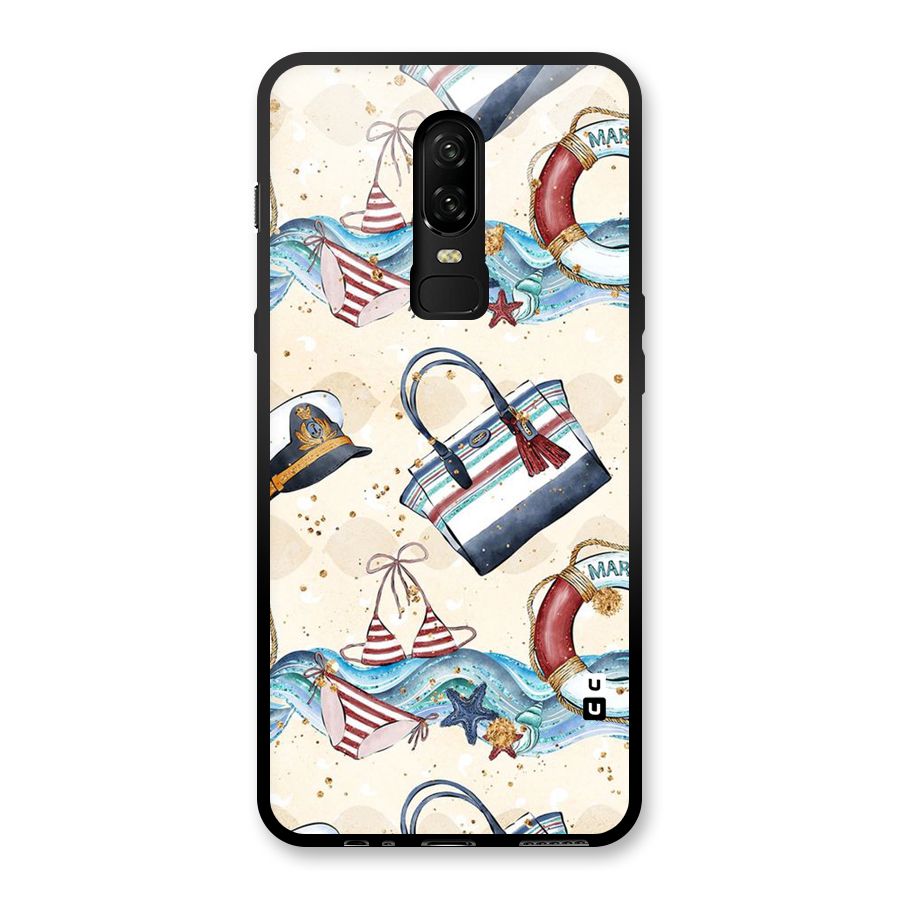 Marine Bag Design Glass Back Case for OnePlus 6