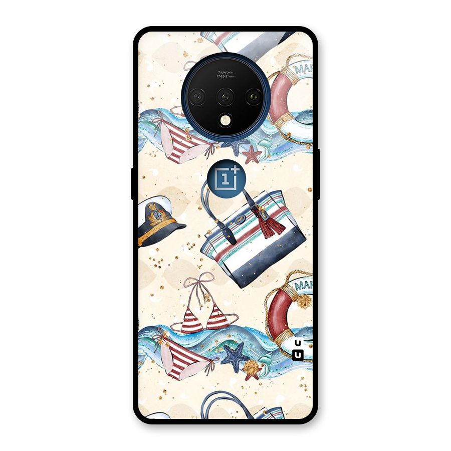 Marine Bag Design Glass Back Case for OnePlus 7T