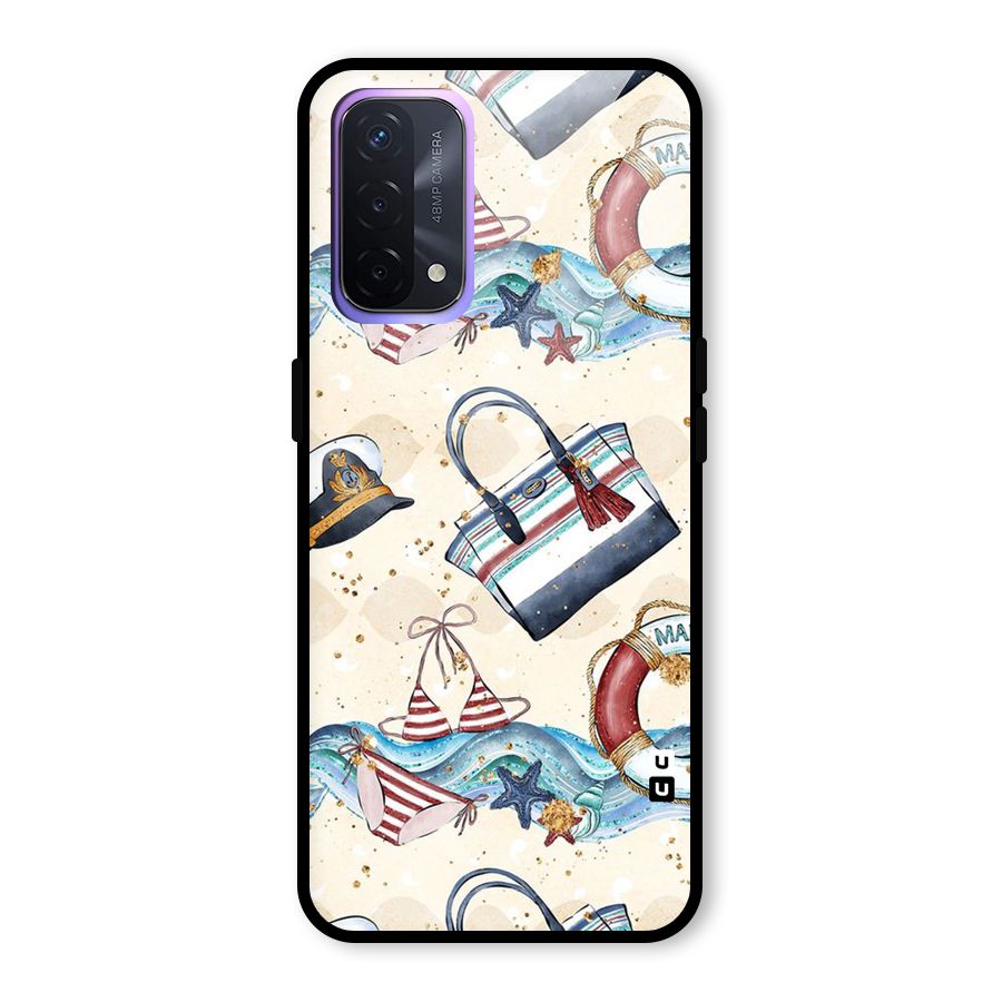 Marine Bag Design Glass Back Case for Oppo A74 5G