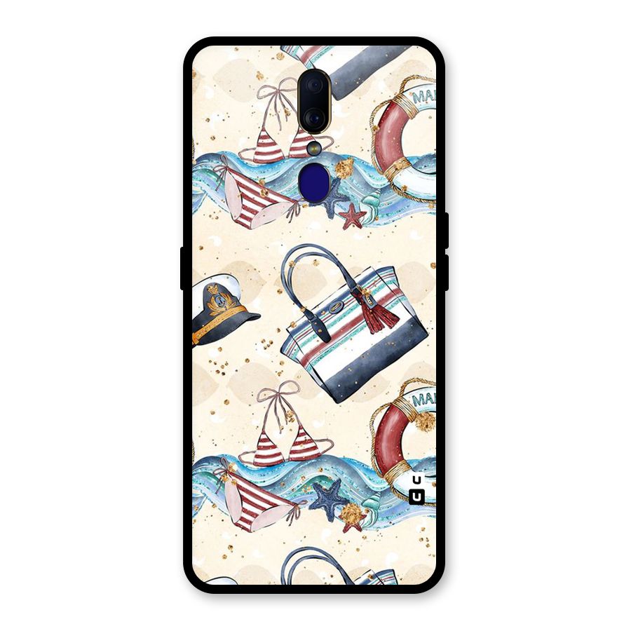 Marine Bag Design Glass Back Case for Oppo F11