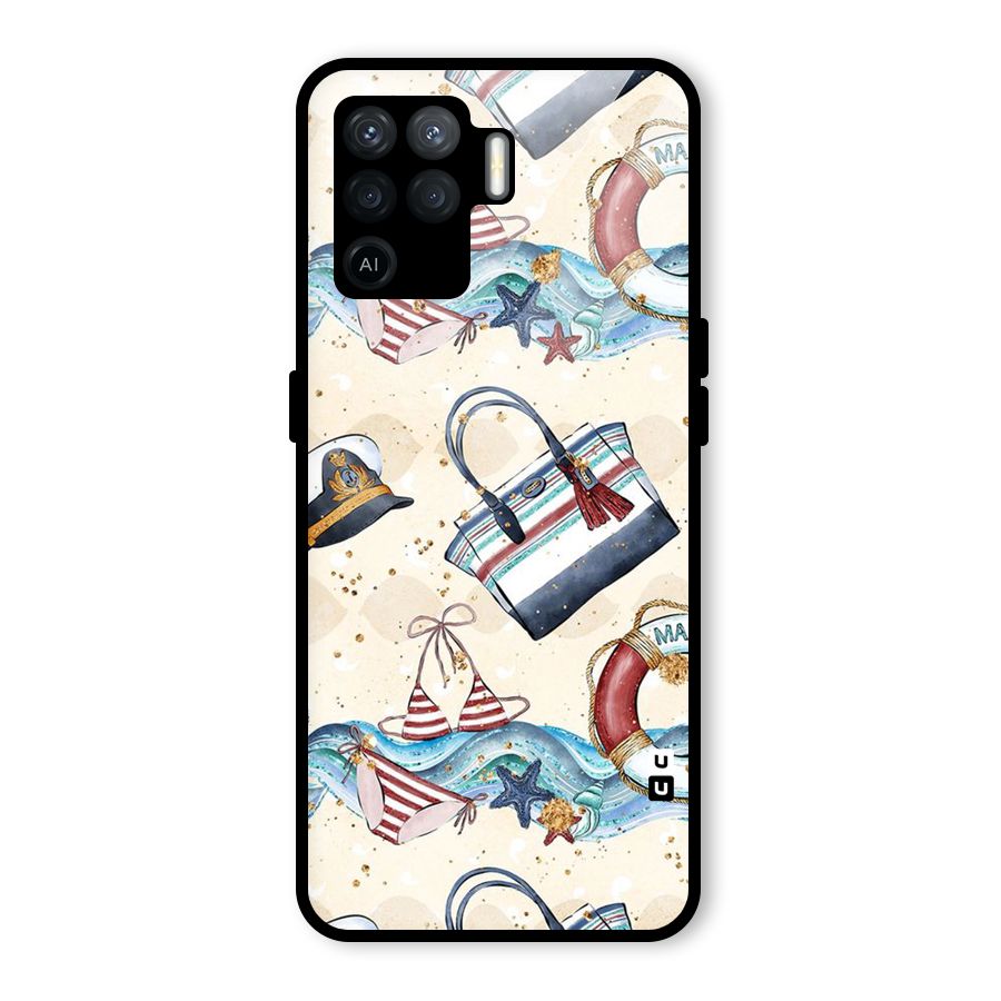 Marine Bag Design Glass Back Case for Oppo F19 Pro