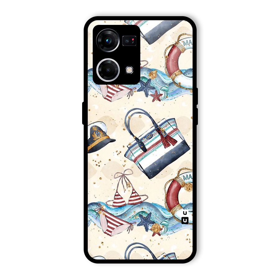 Marine Bag Design Glass Back Case for Oppo F21 Pro 4G