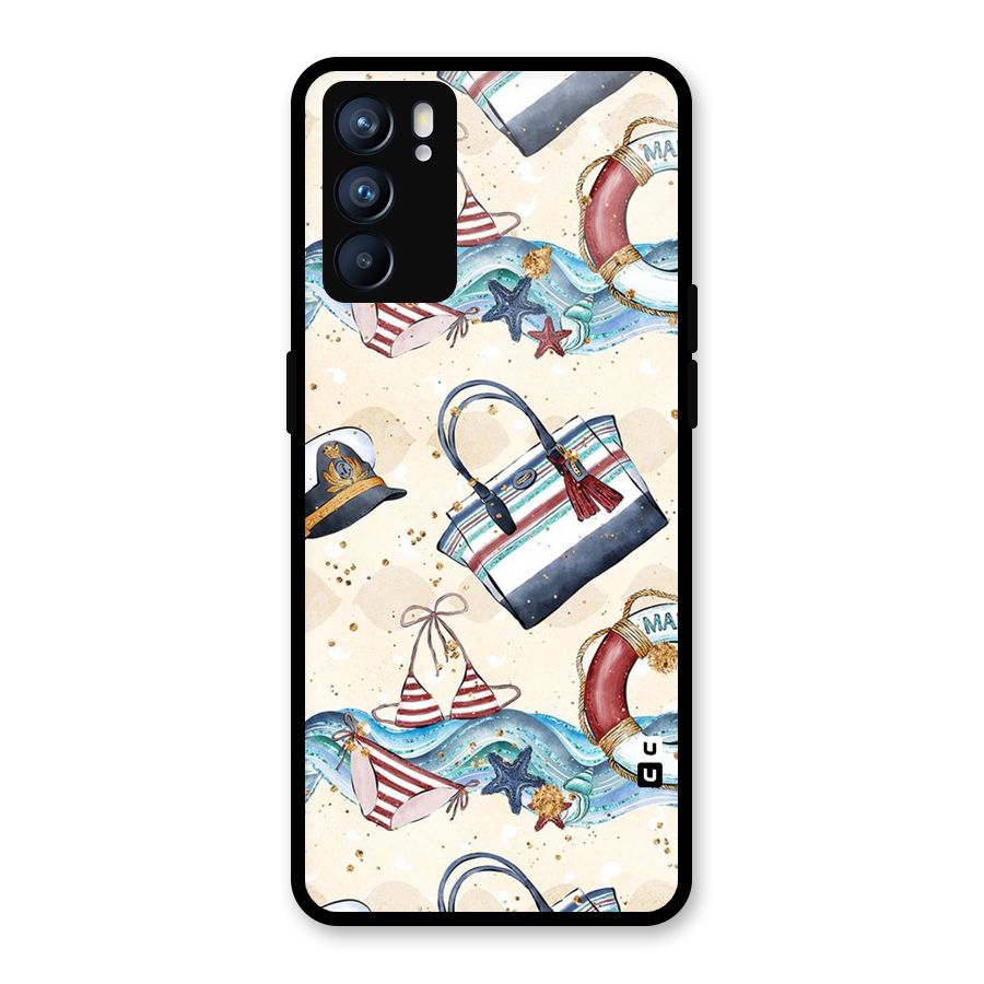 Marine Bag Design Glass Back Case for Oppo Reno6 5G