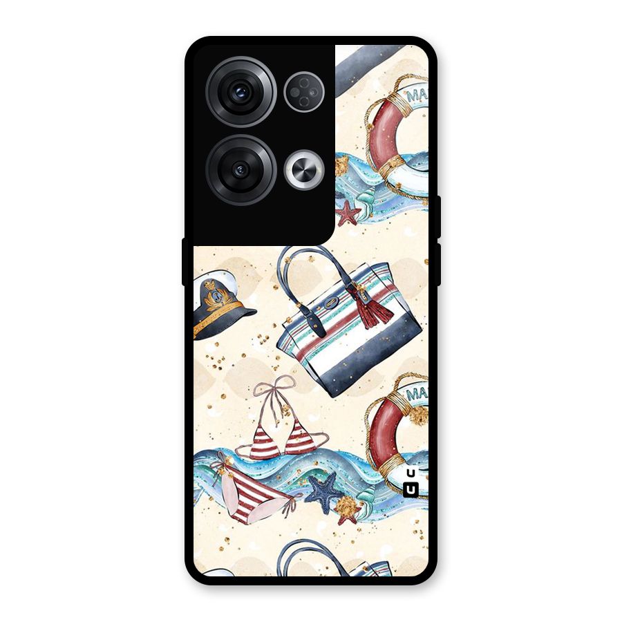 Marine Bag Design Glass Back Case for Oppo Reno8 Pro 5G