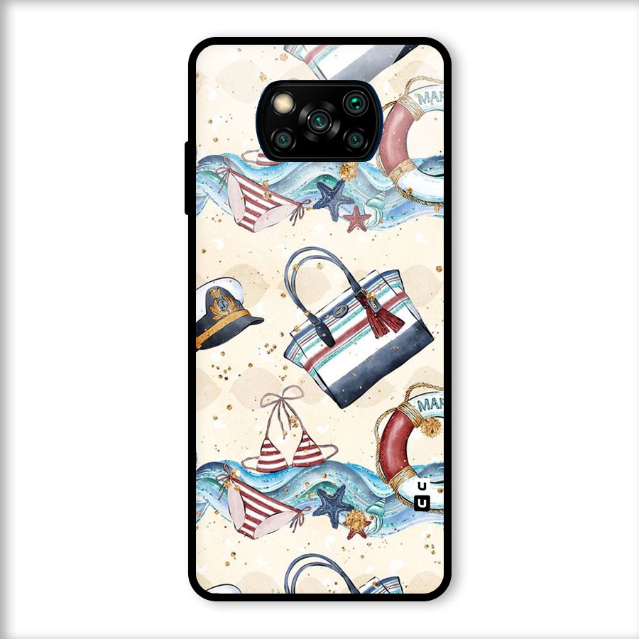 Marine Bag Design Glass Back Case for Poco X3