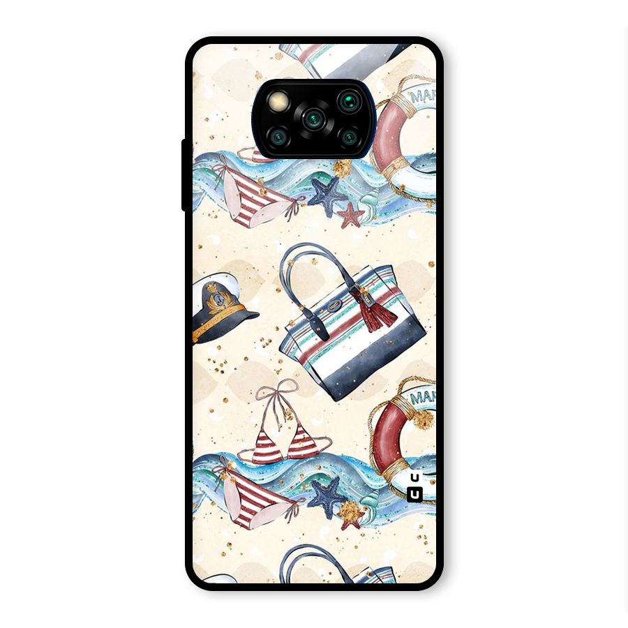 Marine Bag Design Glass Back Case for Poco X3 Pro