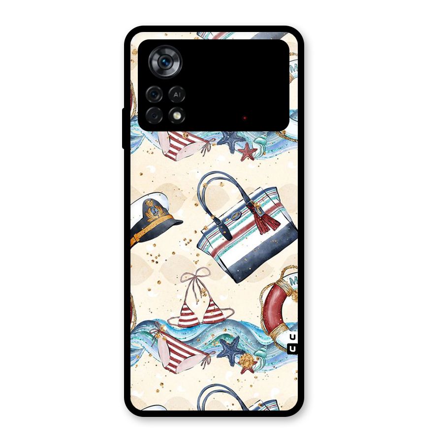 Marine Bag Design Glass Back Case for Poco X4 Pro 5G