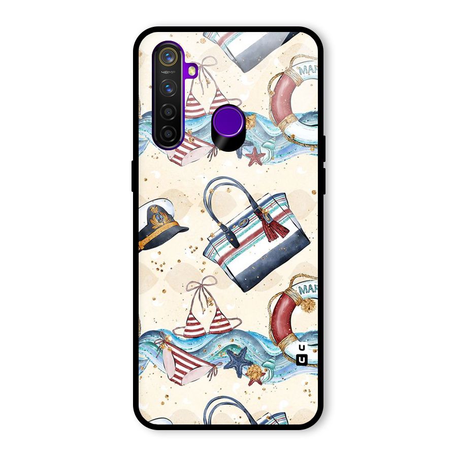 Marine Bag Design Glass Back Case for Realme 5 Pro