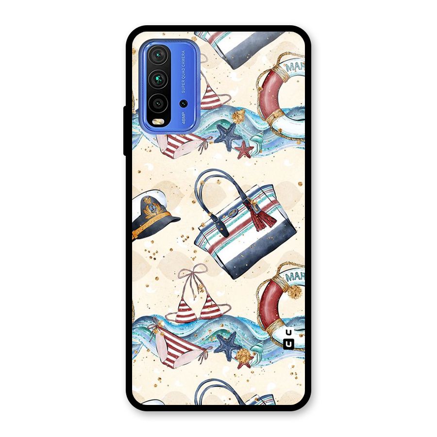 Marine Bag Design Glass Back Case for Redmi 9 Power