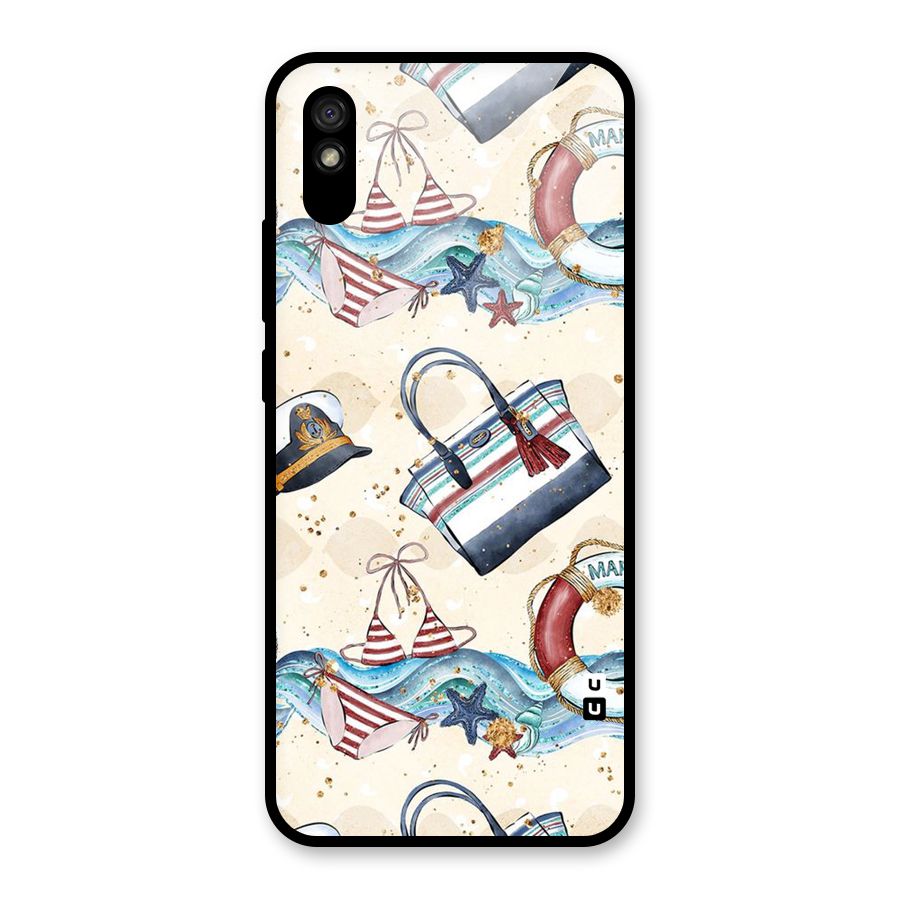 Marine Bag Design Glass Back Case for Redmi 9i